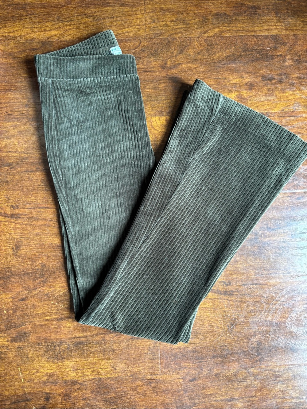 aerie Olive Green Ribbed Corduroy Flare Pants